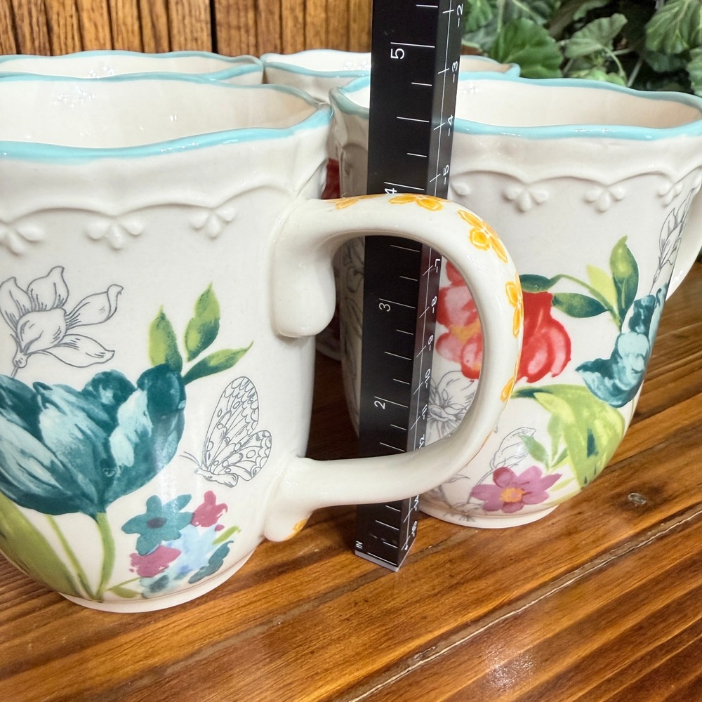 Pioneer Woman Blooming Bouquet Mugs Set of 4 Multicolor Floral Stoneware - Picture 7 of 8